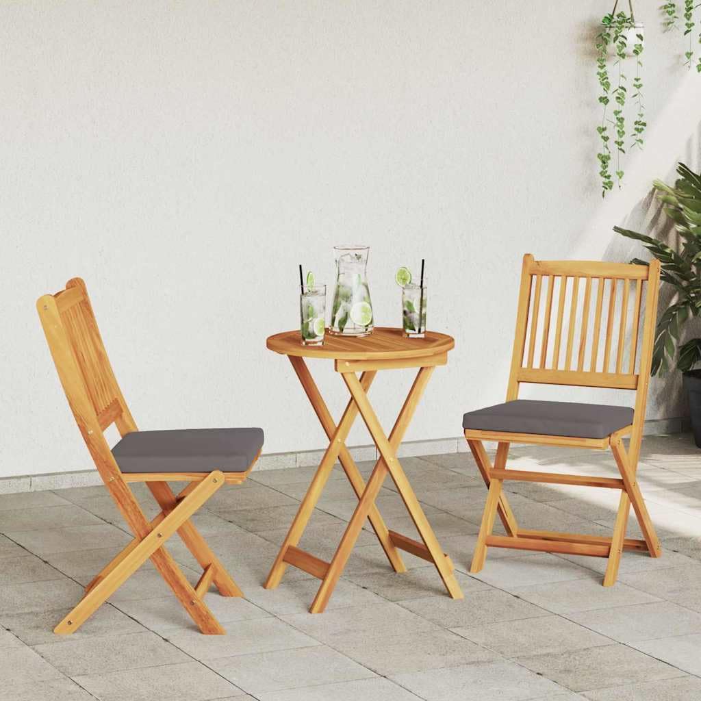 GartenBistro zestaw 3-częściowy, stół i 2 krzesła, lite drewno akacjowe, brązowe, na taras i patio, nowoczesne wzornictwo, łatwe w utrzymaniu