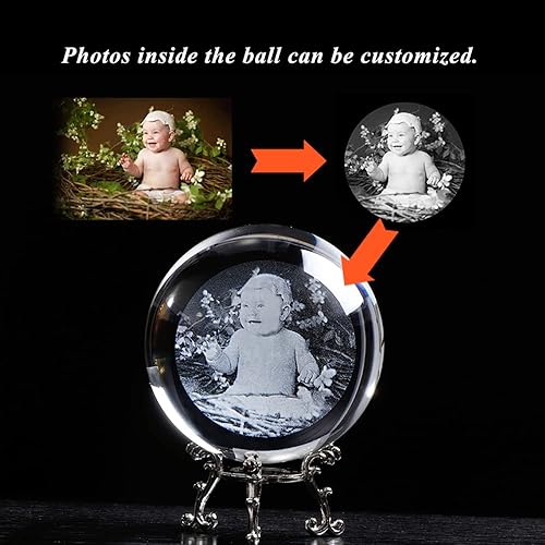 Miniatura 3 de Bola de fotos de cristal personalizada, bola de cristal con foto personalizada, accesorios de decoración del hogar, esfera de cristal para fotos de
