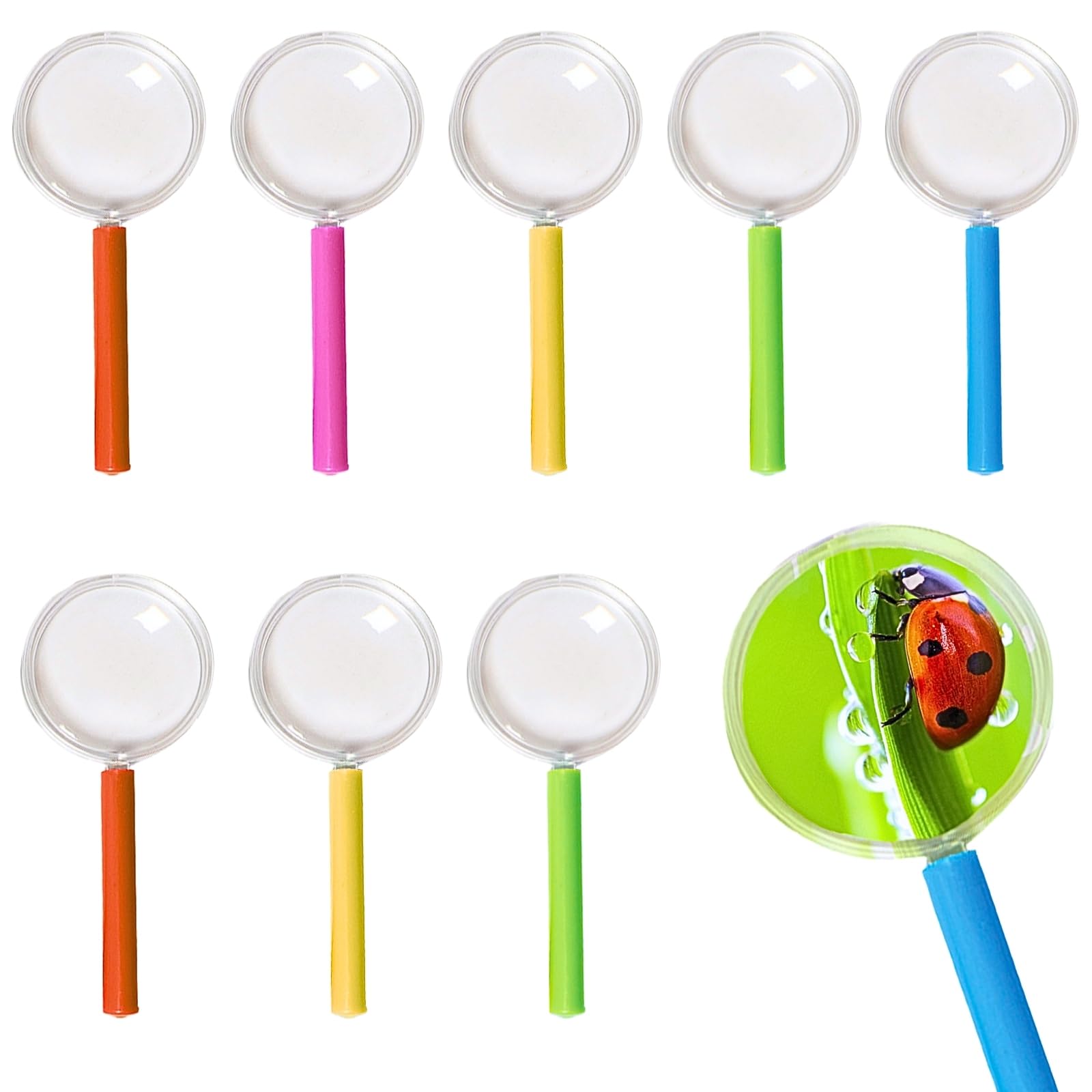 KEYRI 9 Piezas Lupas de Lectura Lupas de Plástico Portátil Mini Lupa de Mano Lupa para Leer Libros Observación Inspección Casa Escuela (9)