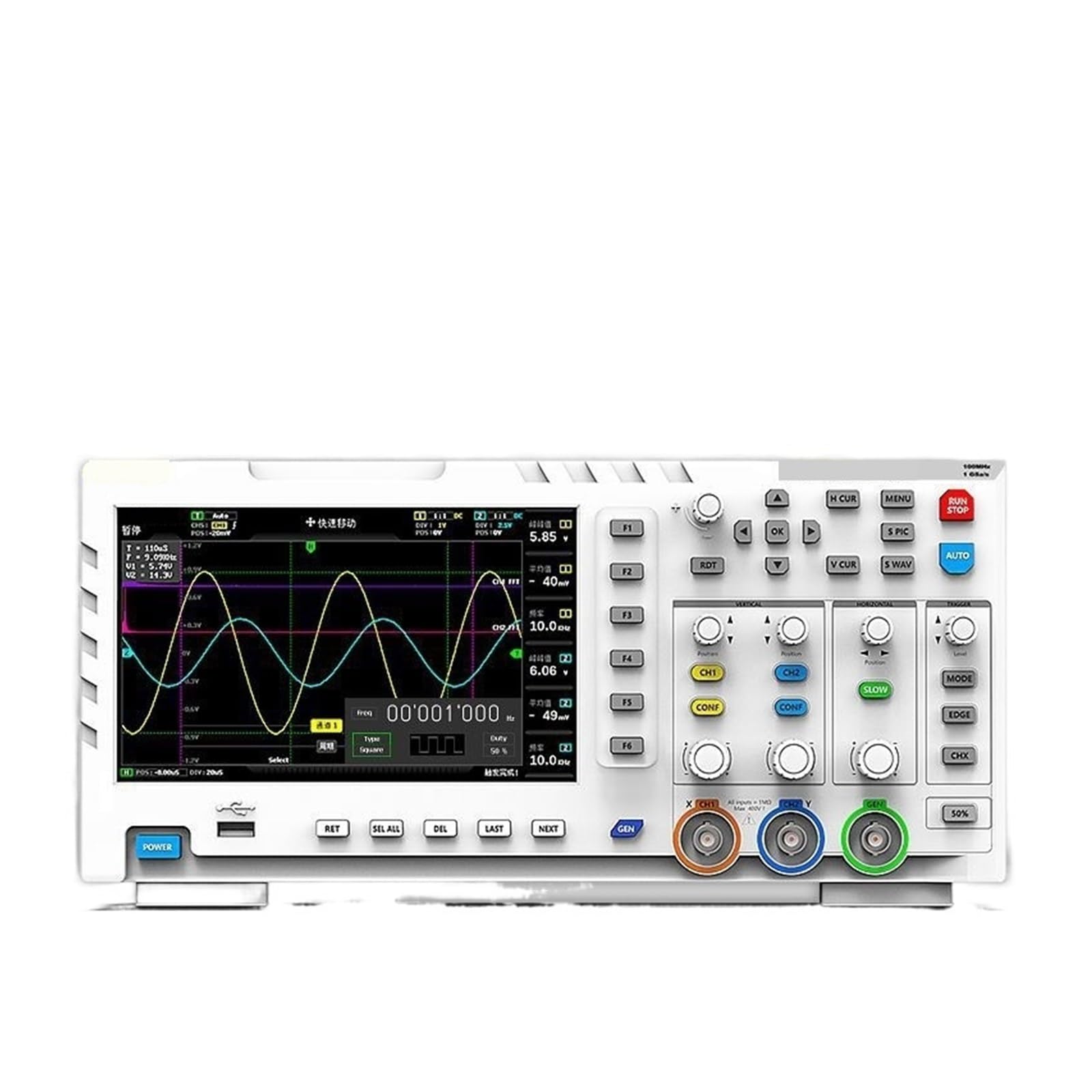 Osciloscopio digital 2 en 1 Generador de señal de entrada de doble canal 100MHz* 2 Ancho de banda analógico 1GSa/s Tasa de muestreo(1014D)