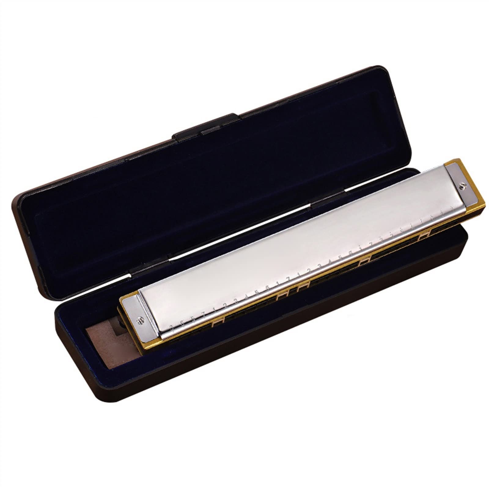 Standard Mundharmonikas Mundharmonika 28-Loch C-Tune Harmonica Wide Range 28-Loch Polyphone Mundharmonika (Color : Bk)