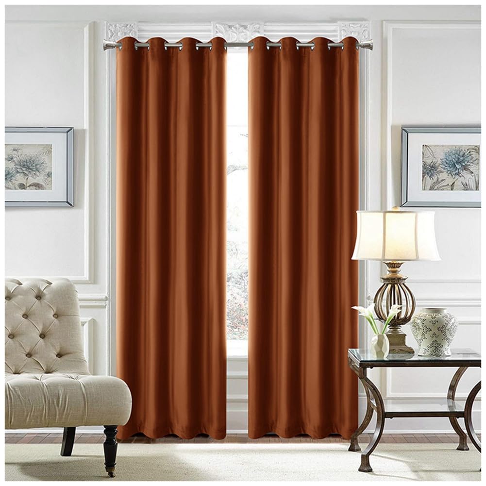 DAIHAN Blackout Curtains -Thermal Insulated Soundproof & Noise Reducing, Thick Curtains Window Treatments for living Room,Bedroom Darkening Curtains,Amber Gold,100" Wx63 L