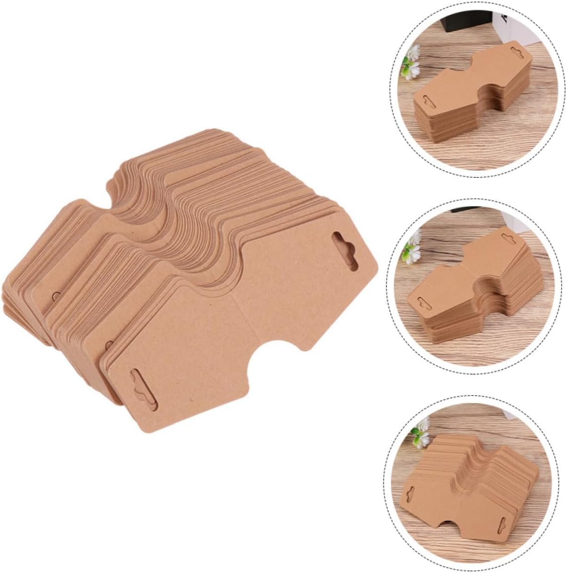 Uonlytech 500Sheets Blank Necklace Paper Cards Kraft Jewelry Display Packaging Cards with Pre-Cut for Organizing Necklaces Earrings Bracelets for Craft Shows Stores