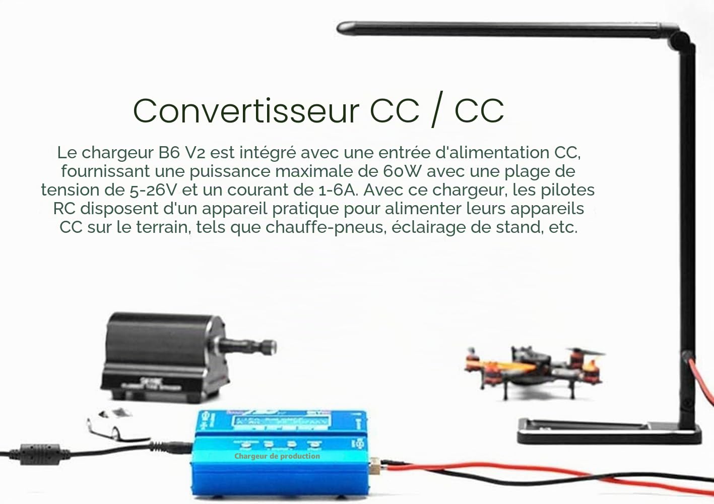 iMAX B6 V2 DC 60W X60T Chargeur de Batterie RC Multifonction Equilibrium Adaptateur pour 1S-6S LiPo Li-ION Life LiHV, 1-15S NiCd NiMh DJI Mavic Inspire Intelligent Voiture Airsoft Jouet Accu