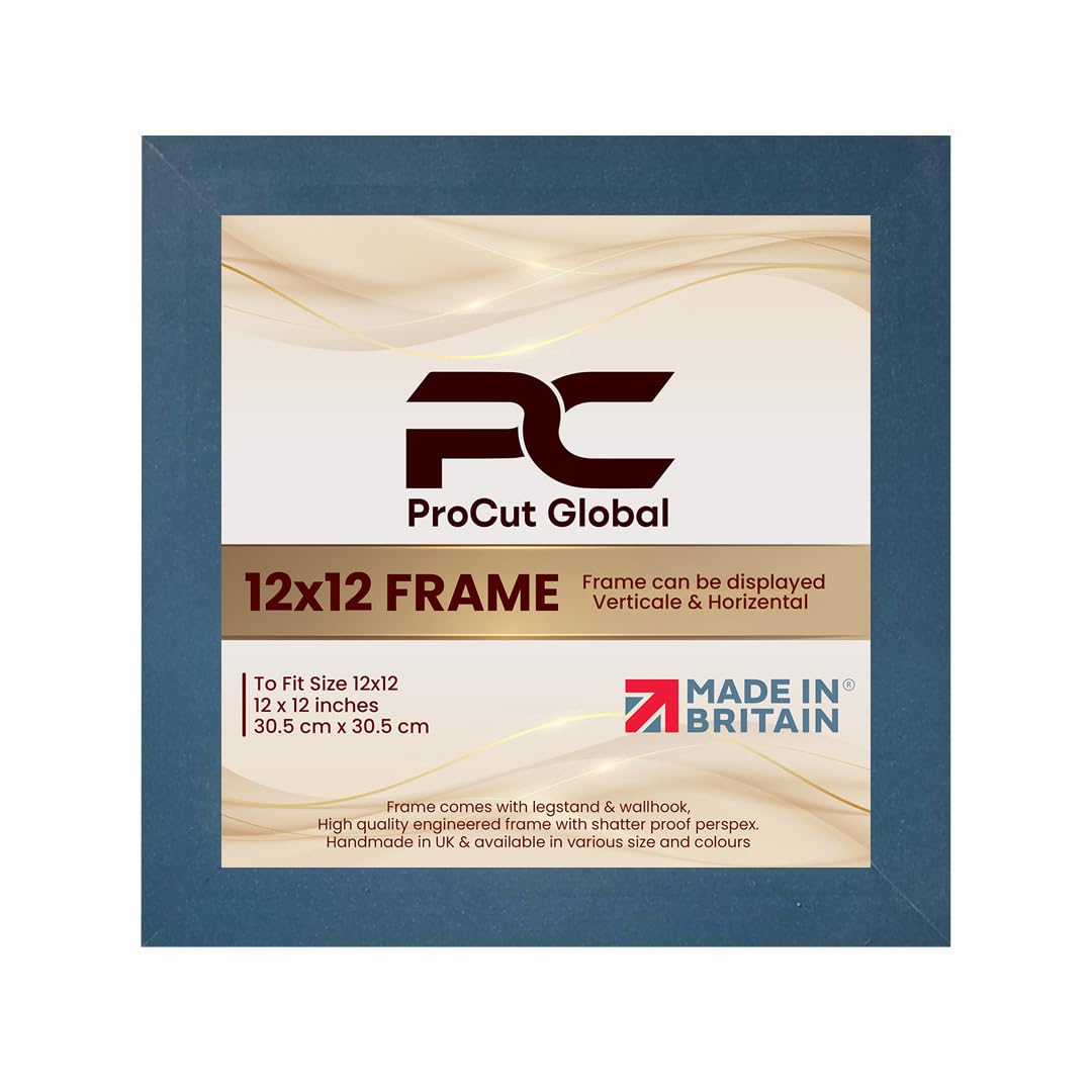 Procut Global 12X12 Navy Blue Picture Frames – Sleek Wooden Photo Frame with Shatterproof Perspex for Wall or Tabletop – Perfect for Posters, Certificates, Prints–Multiple Sizes & Colors Available