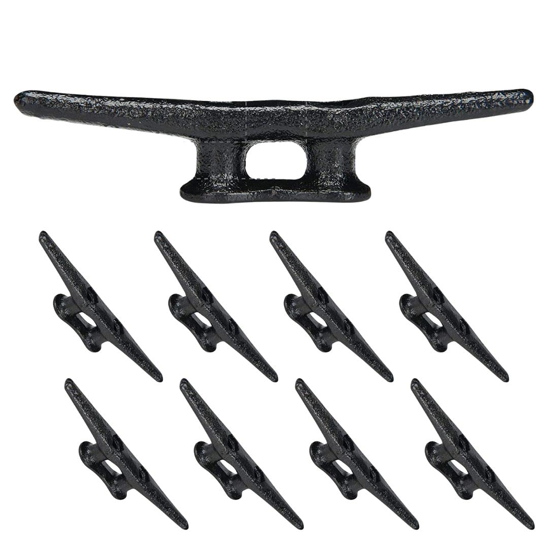 Simplified Living 6" Dock Cleat | Weatherproof Electrophoretic Coated Cast Iron 6 Inch Black Boat Cleat Tie Downs for Marine Pier or Decorative