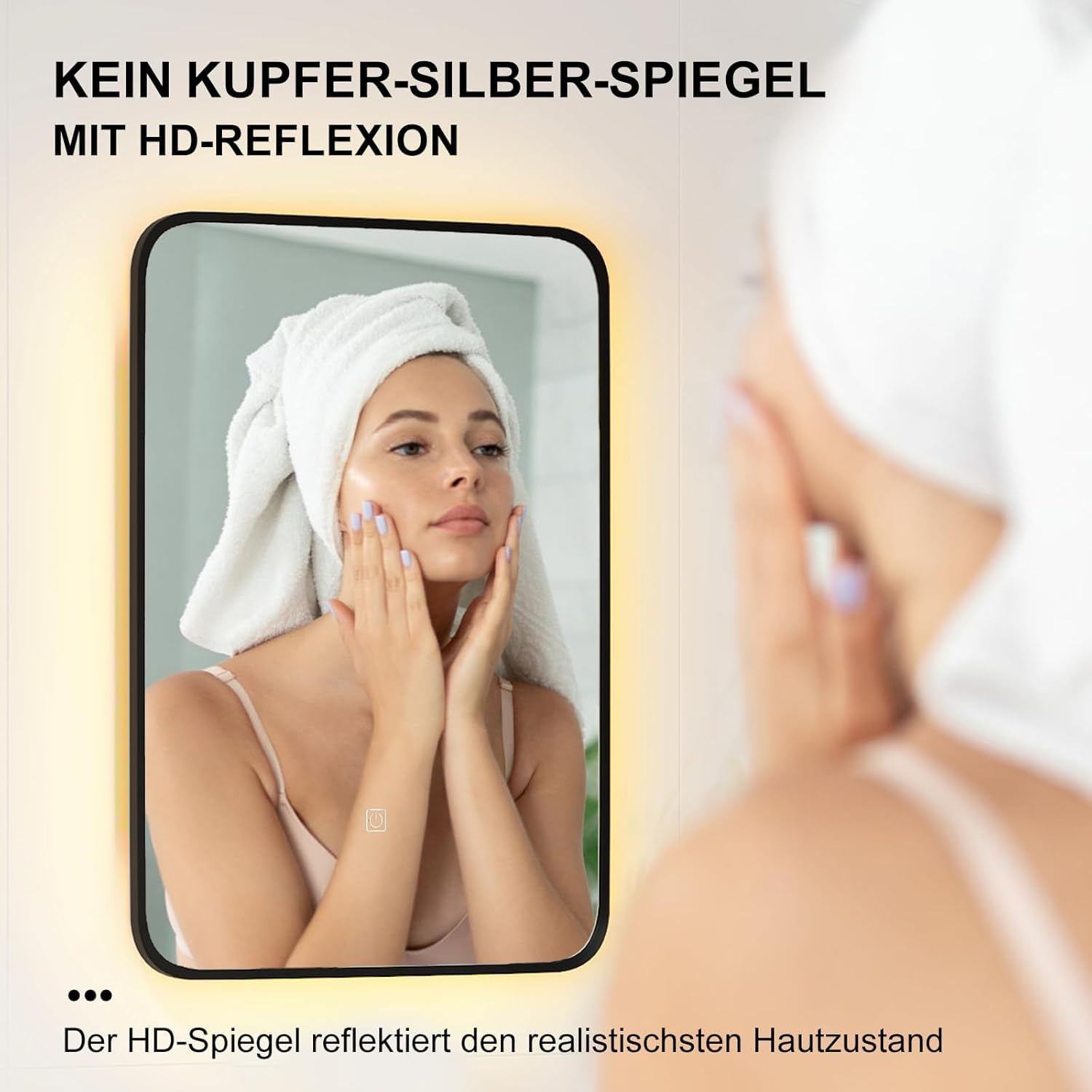 Spiegelschrank Bad mit Ambient-Stimmungsbeleuchtung, Badschrank Hängend mit Spiegel und Ablage, Badezimmer Spiegelschrank, Wandschrank, Stufenlos dimmbar, 51x76 cm Schwarz