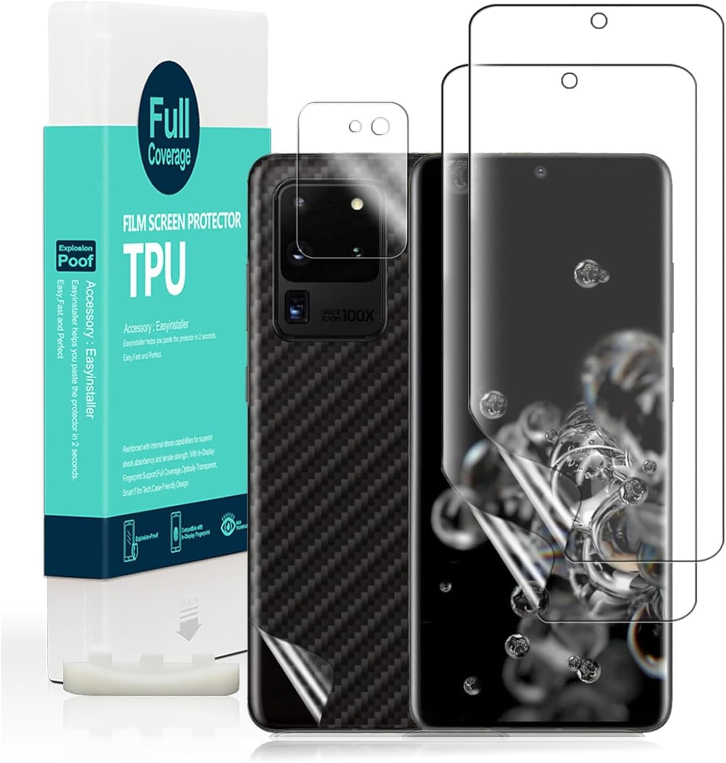 Ibywind 2 Pcs Screen Protector For Samsung Galaxy S20 Ultra,Flexible TPU Film,With 1Pc Camera Lens Protector,1Pc Back Film,Bubble Free,Easy To Install