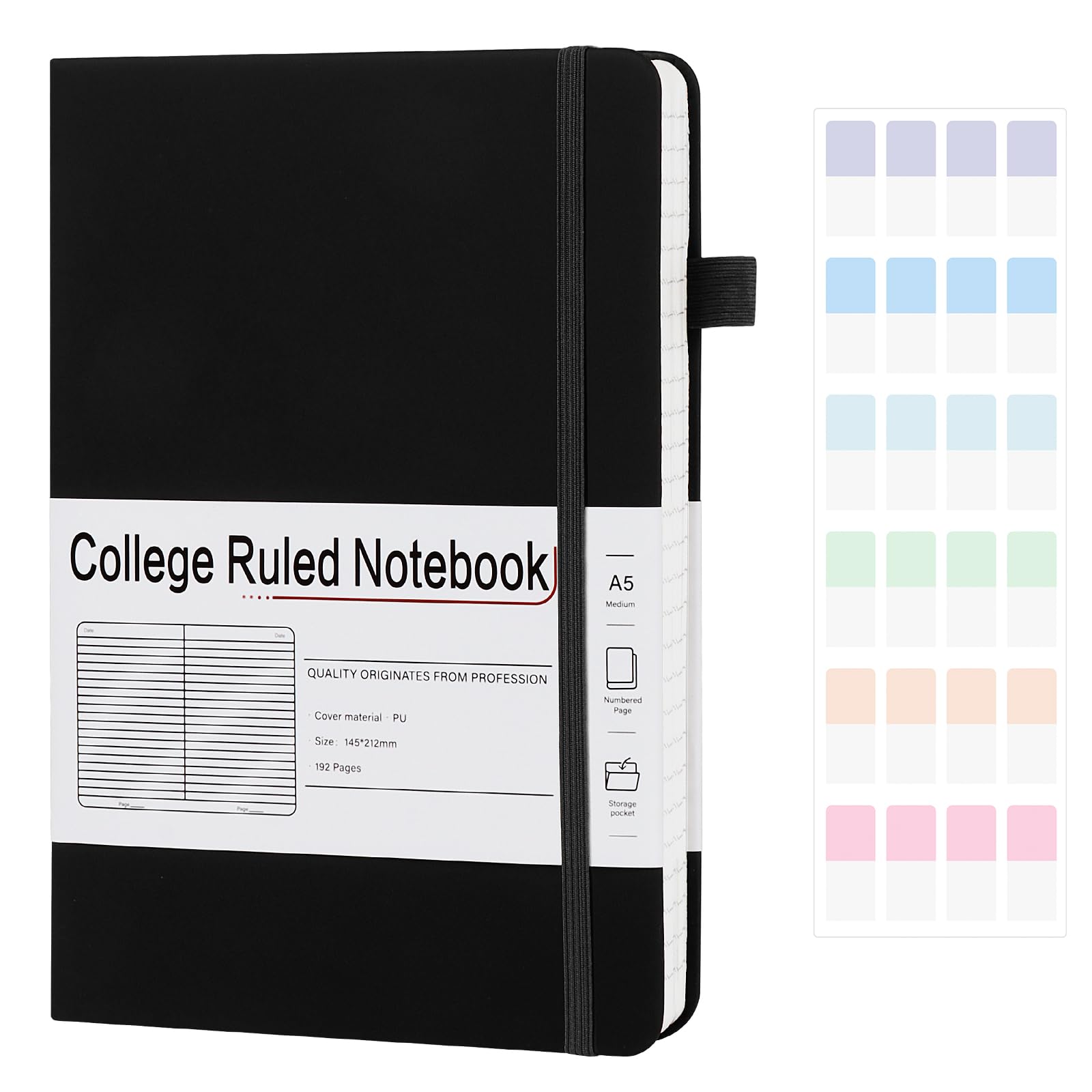 CronElysia A5 Lined Journal Notebooks for Work, 192 Pages, Medium 5.7 x 8.3inch, College Ruled, Vegan Leather Hardcover Journals for Women Men,1 Pack