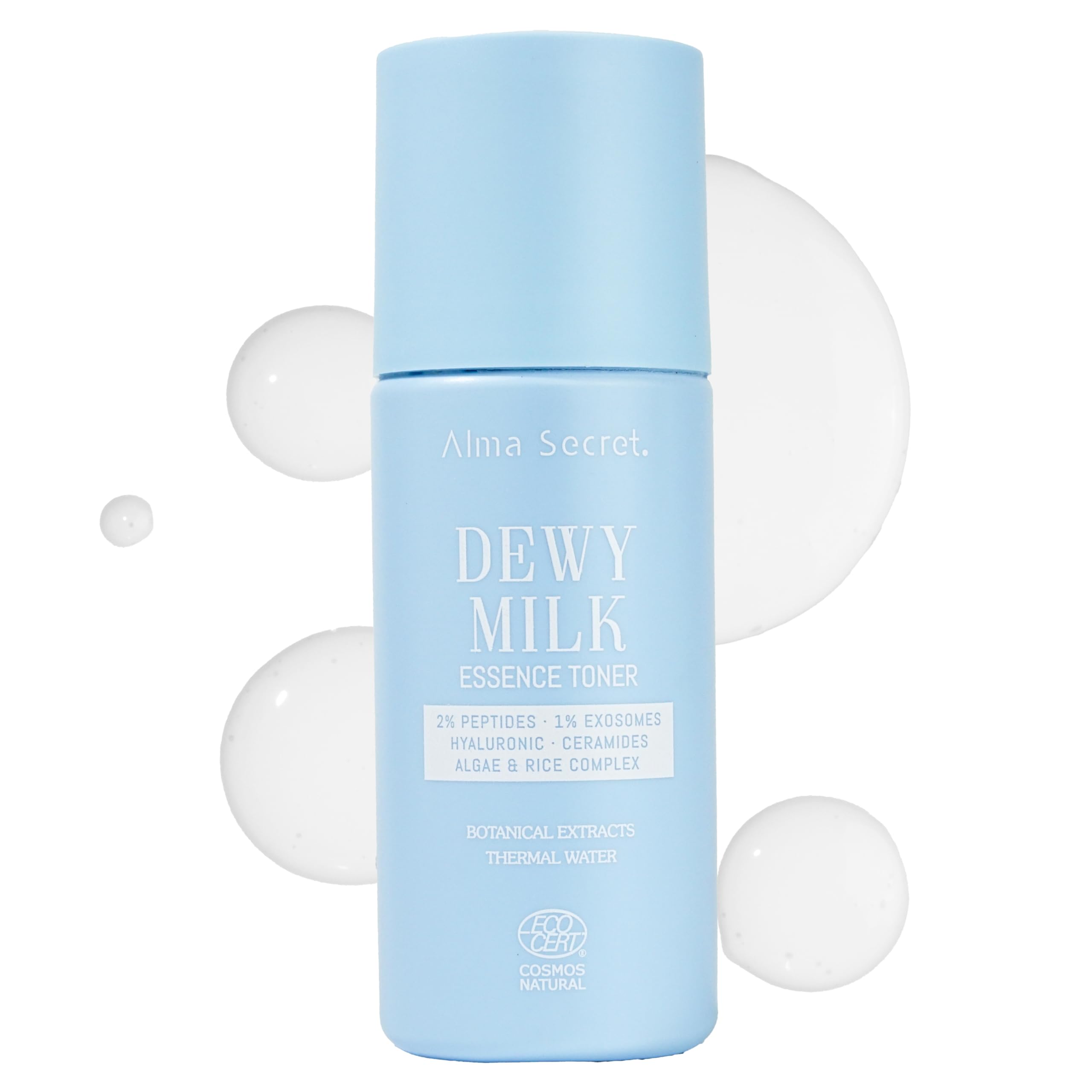 ALMA SECRET | Dewy Milk Essence Toner - Tónico esencia hidratante oil free de textura lechosa con Exosomas, Péptidos, Arroz y Ceramidas - Piel jugosa, calmada y con efecto glass skin - 125 ml
