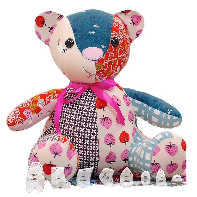 Memory Bear Sewing Template Set with Instructions, 15 Inch DIY Acrylic Handmade Teddy Bear Quilting Set, Memory Bear Template Pattern Set Birthday Gift
