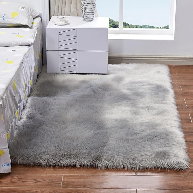 Tapete de lã ovelha artificial longo ultra macio e fofo forma retangular para sala estar quarto sacada tapetes chão
