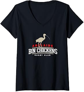 Womens Adelaide Australia Bin Chickens Rugby Club Sports Logo V-Neck T-Shirt
