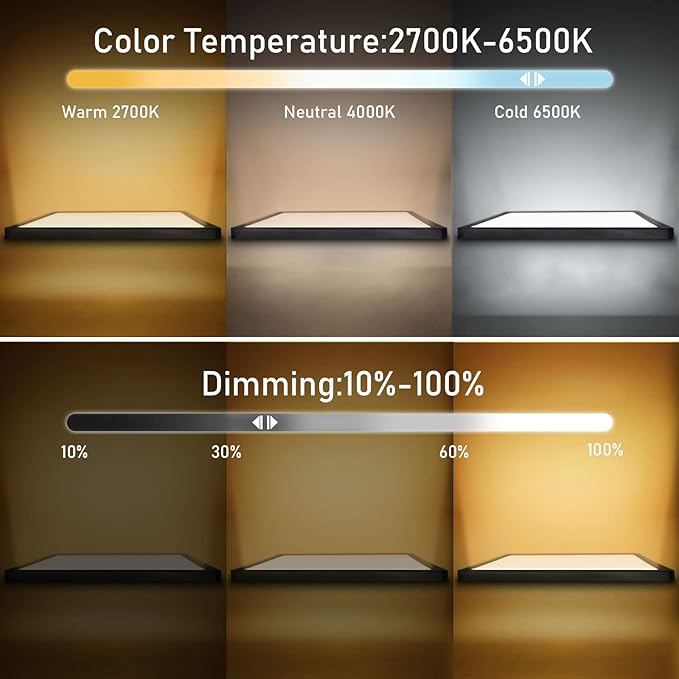 MLOQI MLOQI Led-plafondlamp, 36 W, badkamerlamp, IP44, 2700 K-6500 K, rond, verstelbaar, met afstandsbediening, voor slaapkamer, keuken, hal, woonkamer, 30 x 30 cm photo 3