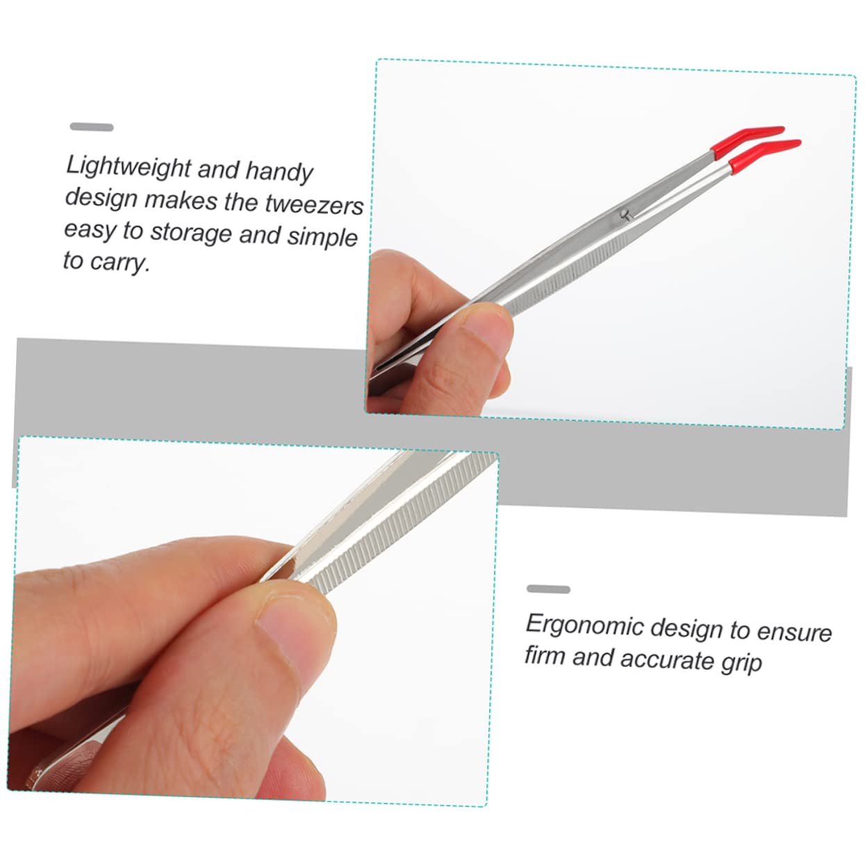FRCOLOR 2 Set Pinzette Acciaio Inossidabile Con Design Ad Elbow E Punta Larga Utensili Leggeri E Pratici Per Casa Per Catturare E Facilità Uso 4 Pezzi*2