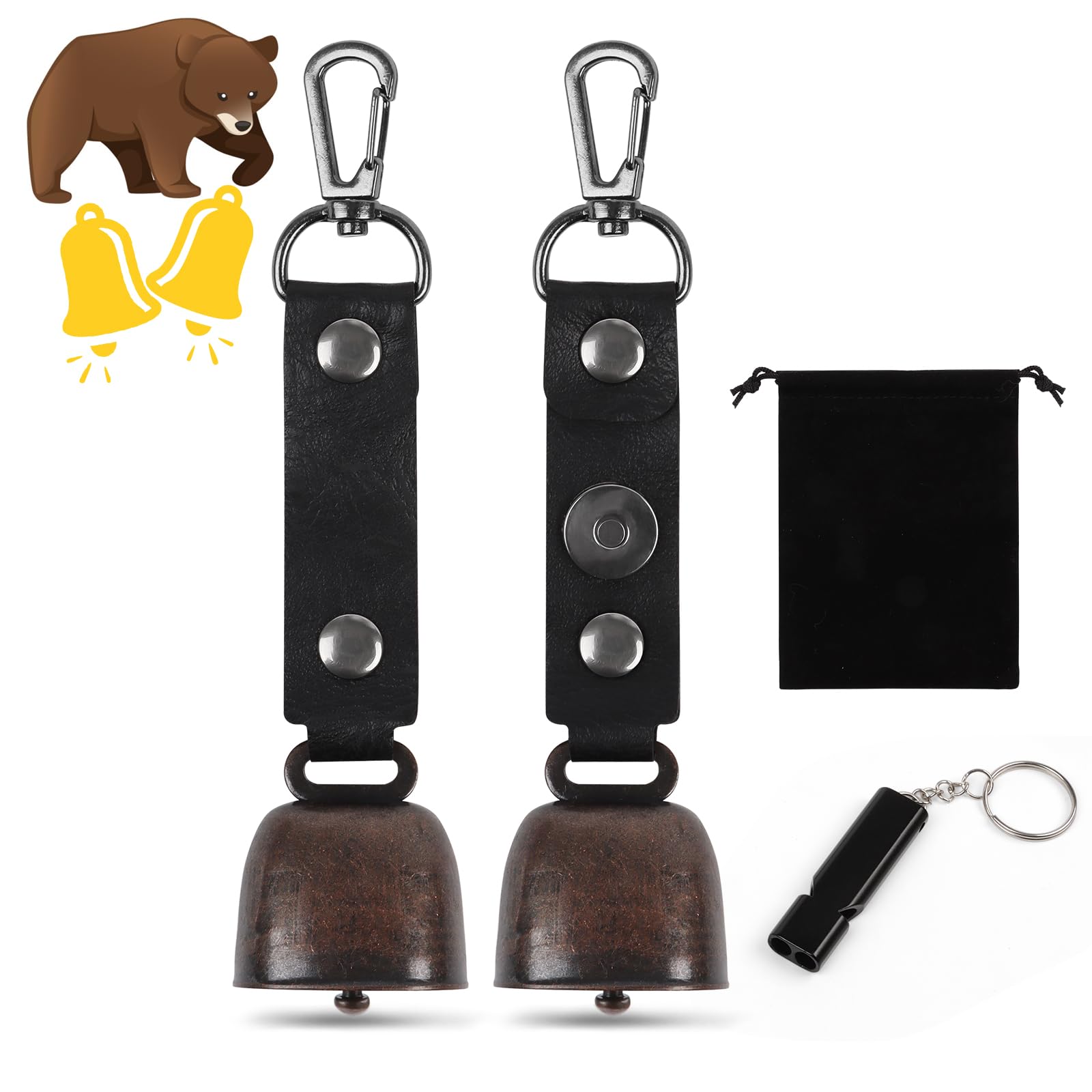 Amazon | FINGOOO 熊鈴 熊よけ鈴 2個セット 収納袋&熊笛付き 消音機能
