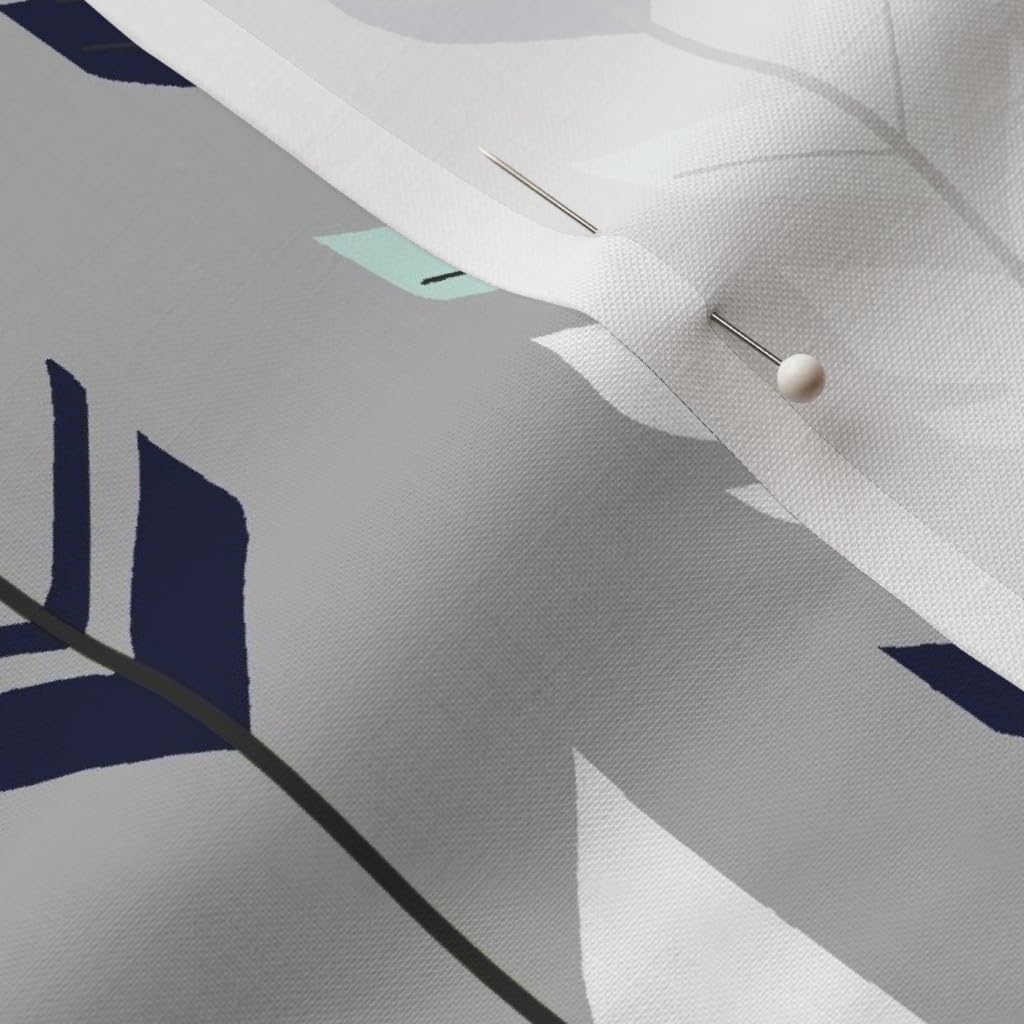 Spoonflower Fabric - Arrows, Feather, Navy Mint White, Woodland, Boho, Nursery, Boy, Printed on Petal Signature Cotton Fabric by The Yard - Sewing Quilting Apparel Crafts Decor