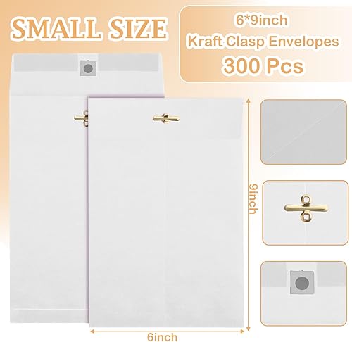 Miniatura 8 de Colarr 300 sobres de cierre de 6 x 9 pulgadas, sobres de manilla de 28 libras, cierre resistente y cierres engomados, sobres de catálogo de papel