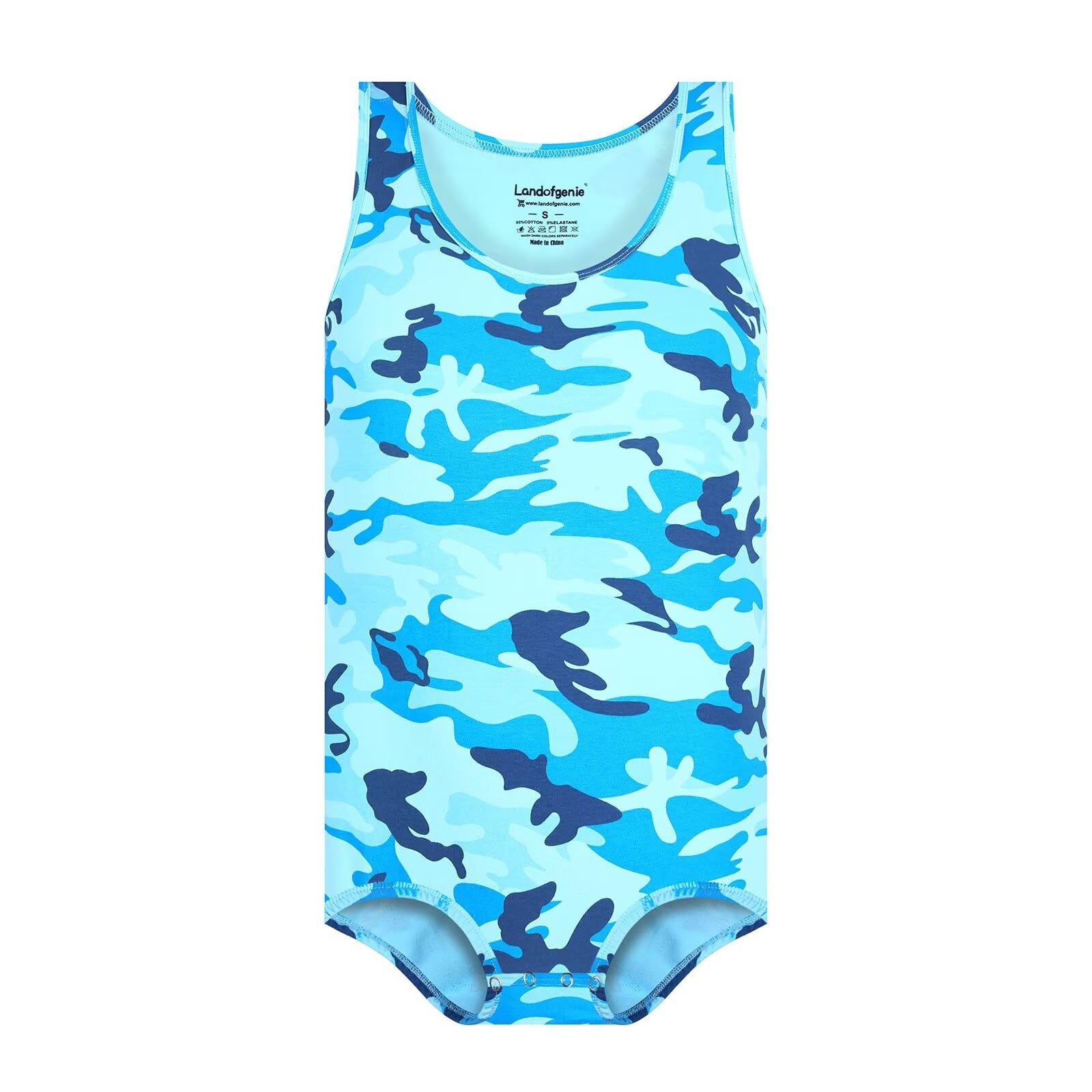 Landofgenie Body Homme sans Manches Camouflage Tank Top Grenouillère Pyjama Combinaison pour Adultes
