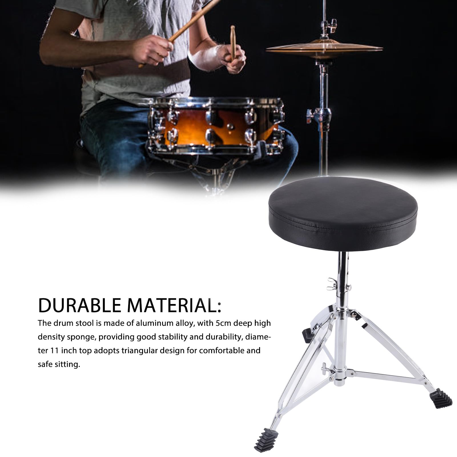 Eujgoov Taburete Plegable para Batería, Material de Aleación, Asiento Acolchado, Altura Ajustable de 16,7 a 21,7 Pulgadas, para Músicos Que Tocan Batería, Teclados y Guitarras
