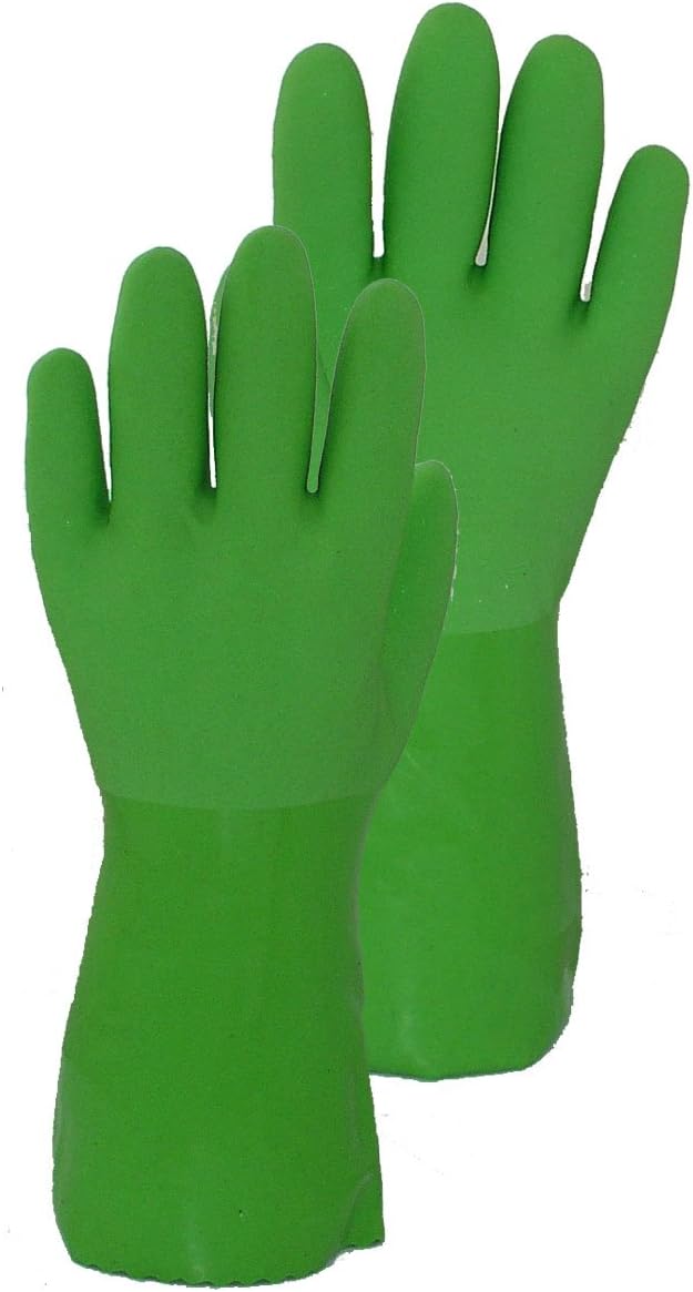 Seamless 100-Percent Cotton Liner Vinyl Glove, Large, Green
