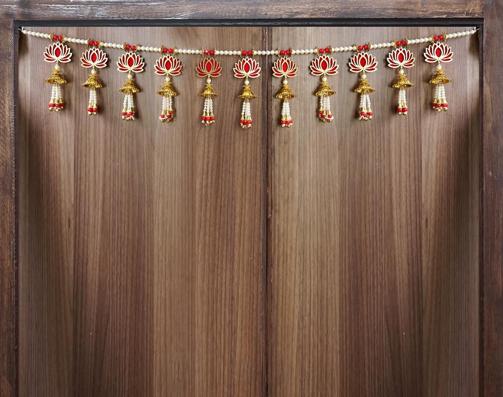 Toran Lotus Jhummar 91cm | Décoration Suspendue Traditionnelle pour Porte