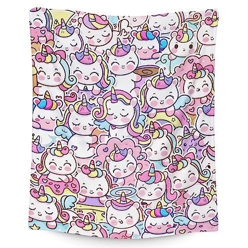 Unicorn Blanket Gifts - 40"x50" Cute Throw for Girls & Women - Pink Soft Fuzzy Blankets for Bed, Couch & Living Room