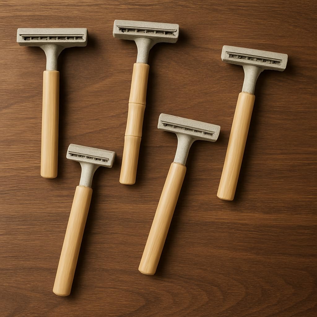 Bamboo Reusable XOMO Razor Set for Men Women Includes 5 Razors