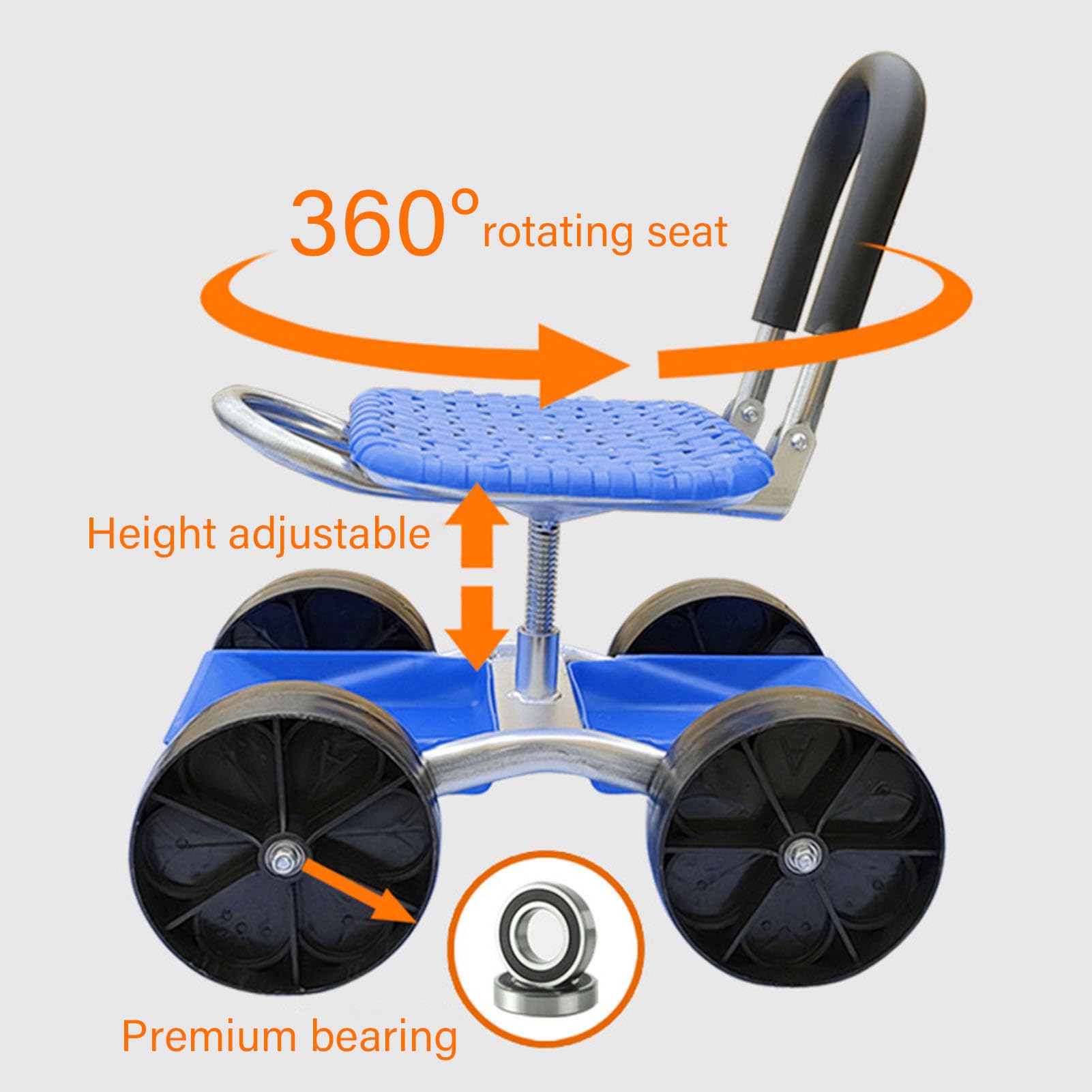 Brrnoo Carro de Jardín Carretilla Giratoria 360 Grados con Ruedas para