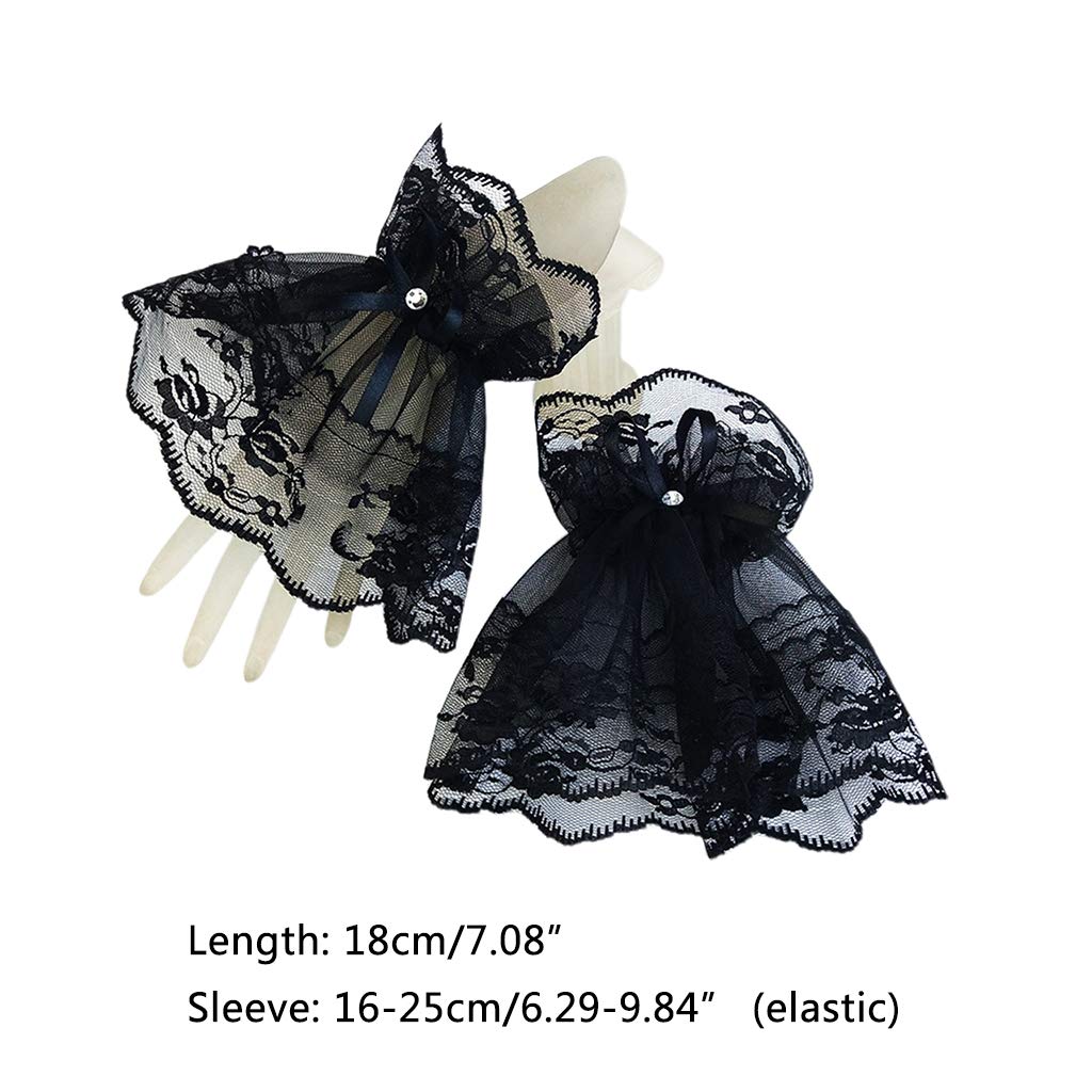 Women Fake Arm Sleeves Pleated Flower Lace Wrist Horn Cuffs Detachable Gloves Cover Bridal Prom Wedding Party Bracelets
