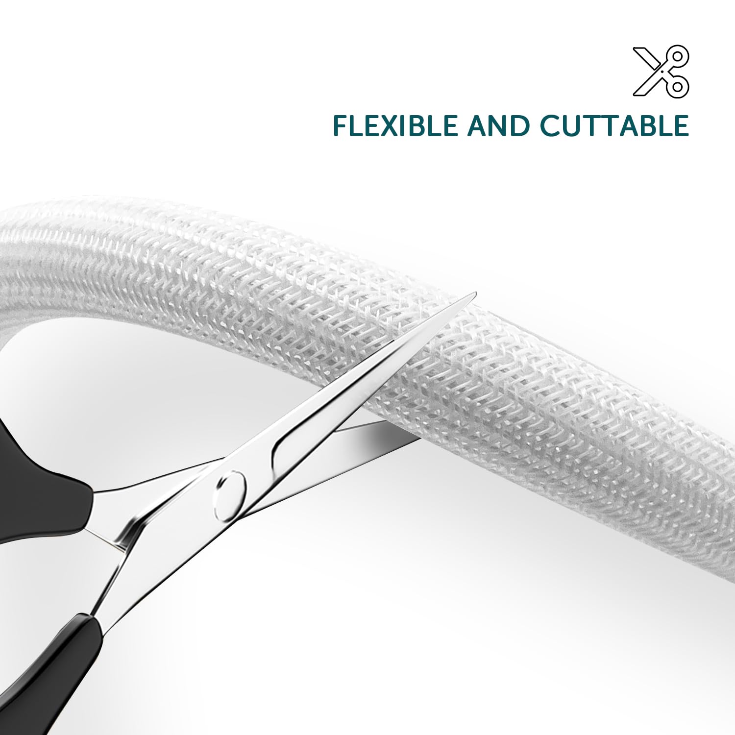 shinfly Cable Sleeve ∅6mmx 3m, White, for 1-2 Thin Cables or a Single Thicker Cable - Image 3