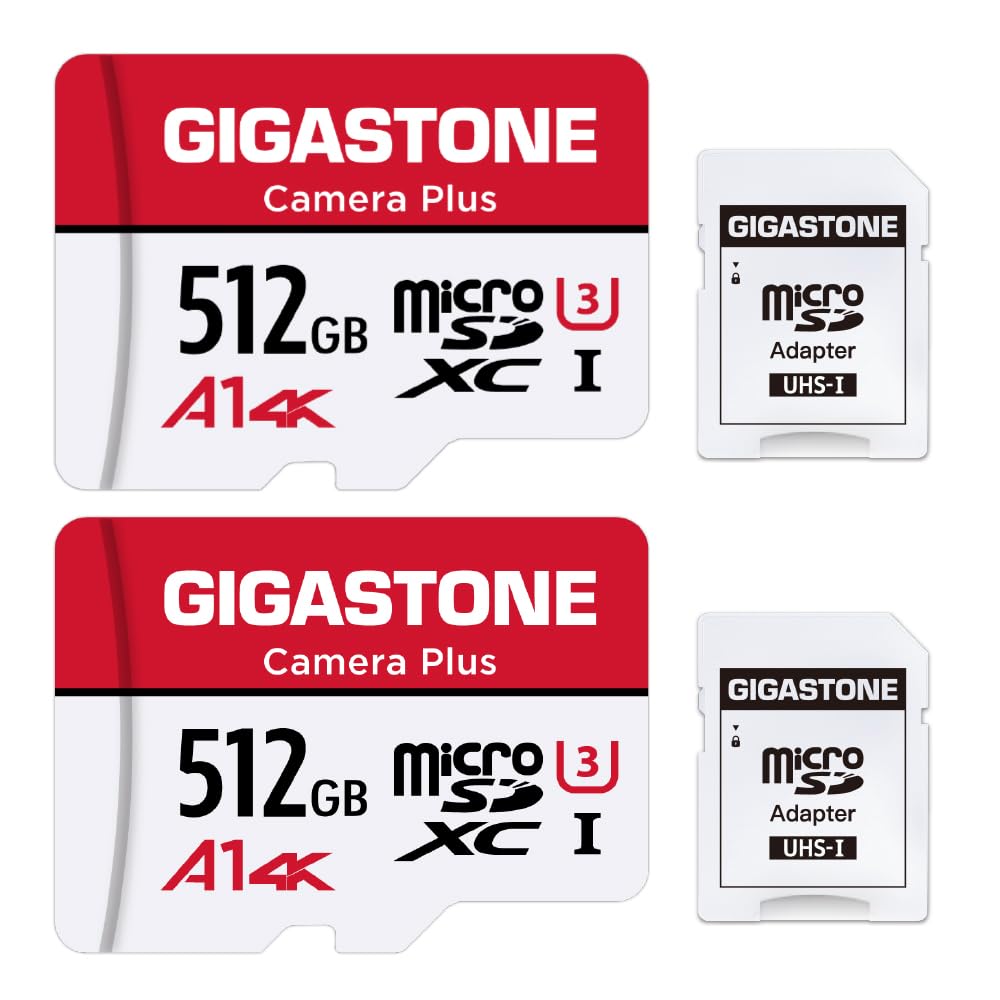 [Gigastone] 512GB Micro SD Card 2 Pack, Camera Plus, UHS-I U1 Class 10 Micro SDXC Card with SD Adapter High Speed Memory Card UHS-I Full HD Video Nintendo Switch Dashcam GoPro Camera Canon Nikon Drone-image-31