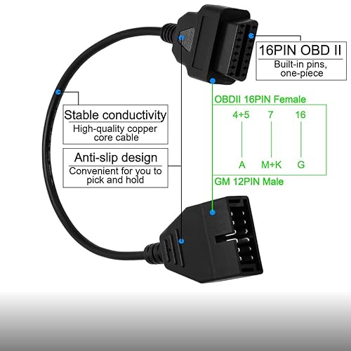 Miniatura 3 de Goliton Adaptador OBD2 a OBD1 GM, conector de 12 pines a OBD2 16 pines para herramienta de diagnóstico Cable adaptador compatible con GM
