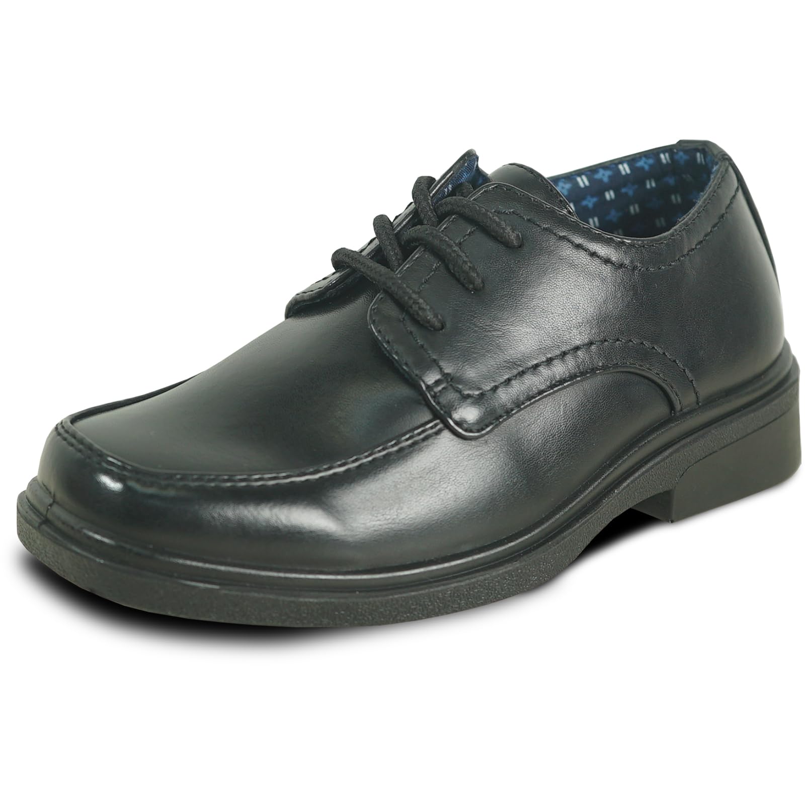 bravo! Boy Classic Slip-on Loafer and Lace-up Oxford William Kid Dress Shoe School Uniform with Removable Insole and Square Toe Black Brown Black Patent
