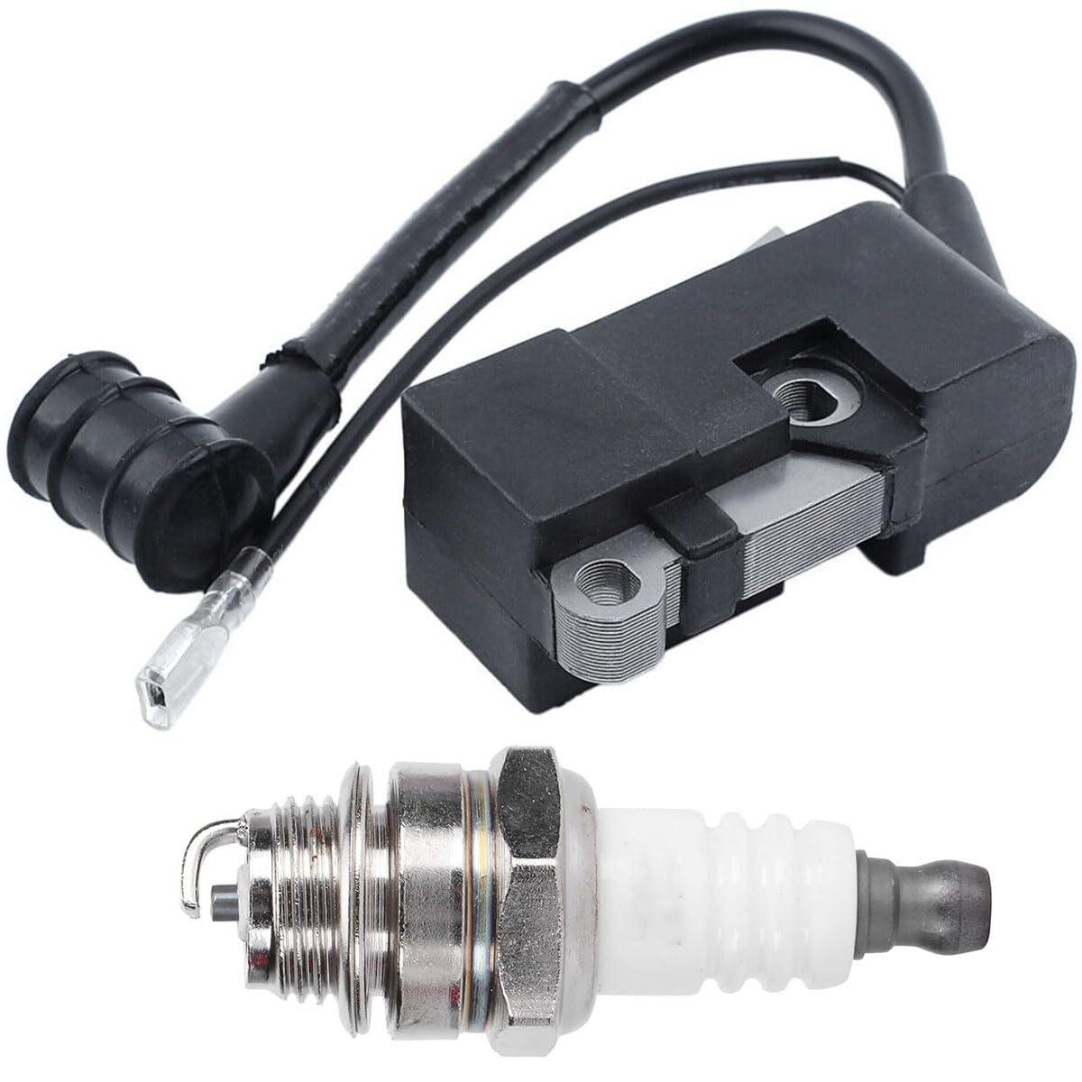 ZAMDOE Ignition Coil for Chinese Chainsaw 4500 5200 5800 45cc 52cc 58cc Chainsaw Engine Ignition Coil Module Replacement for Magneto Chainsaw Engine with Spark Plug