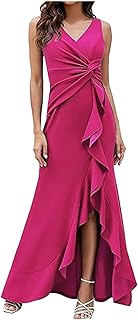Generisch 2025 - Vestido de noche elegante para mujer con cuello en V sin mangas de dos piezas de corte estrecho vestido largo para vestido elegante festivo azul