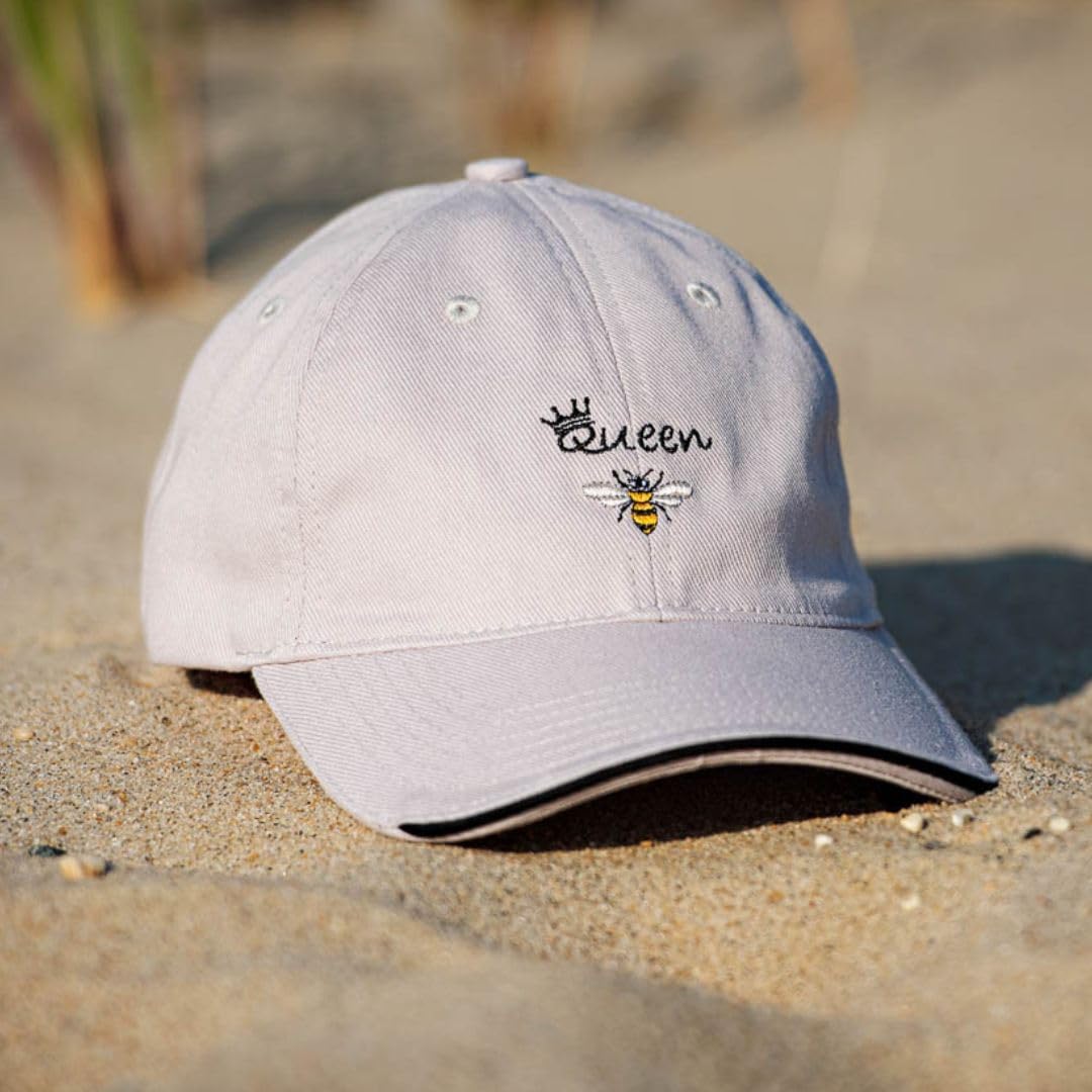 Queen Bee Baseball Hat – Embroidered Design, Adjustable Strap, Sustainable Baseball Cap with Sun Protection 50+, Casual Wear for Women, Gray - Image 7