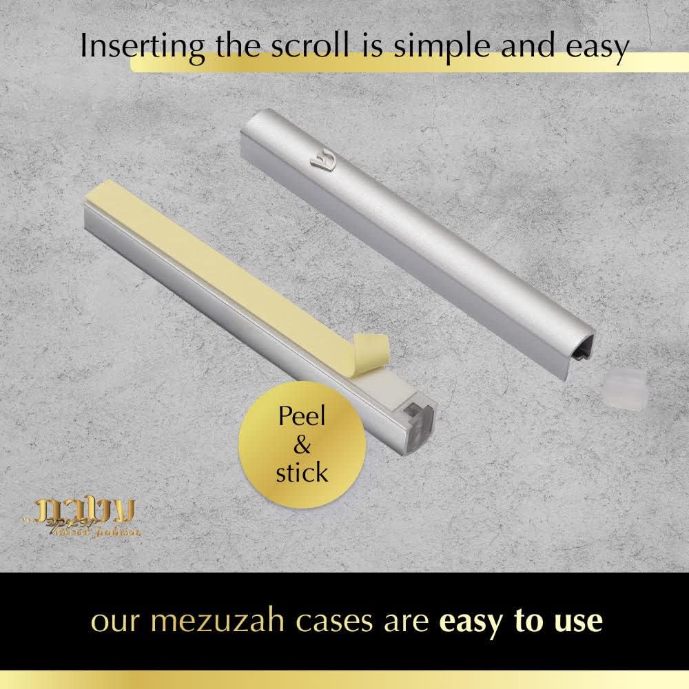 5 Pack Modern Aluminum Waterproof Mezuzah Case, Made in Israel, Fit up to 5" / 12cm Mezuzah Scroll, Easy Peel and Stick (Scroll Not Included)