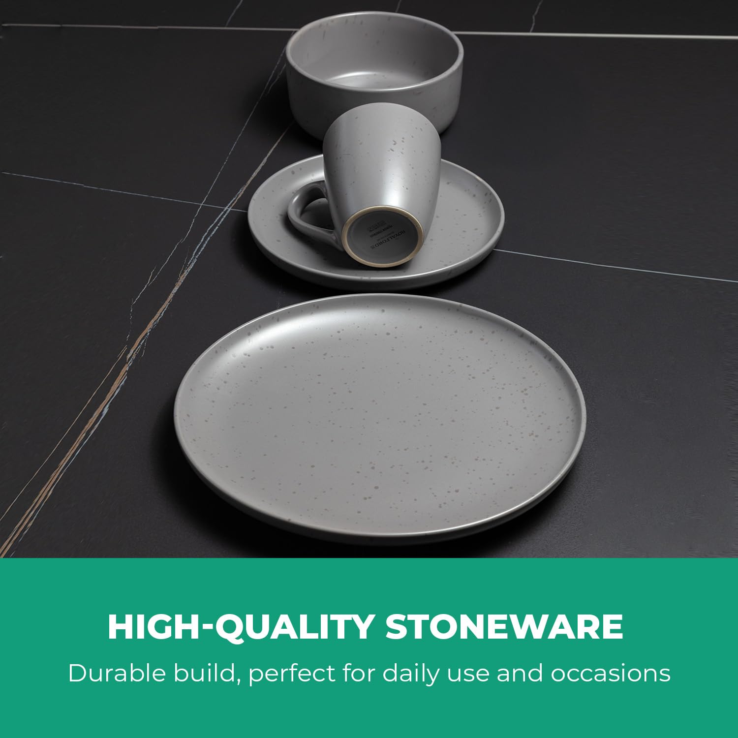 Royalford 16 Piece Stoneware Dinnerware Set - Kitchen Dinner Set