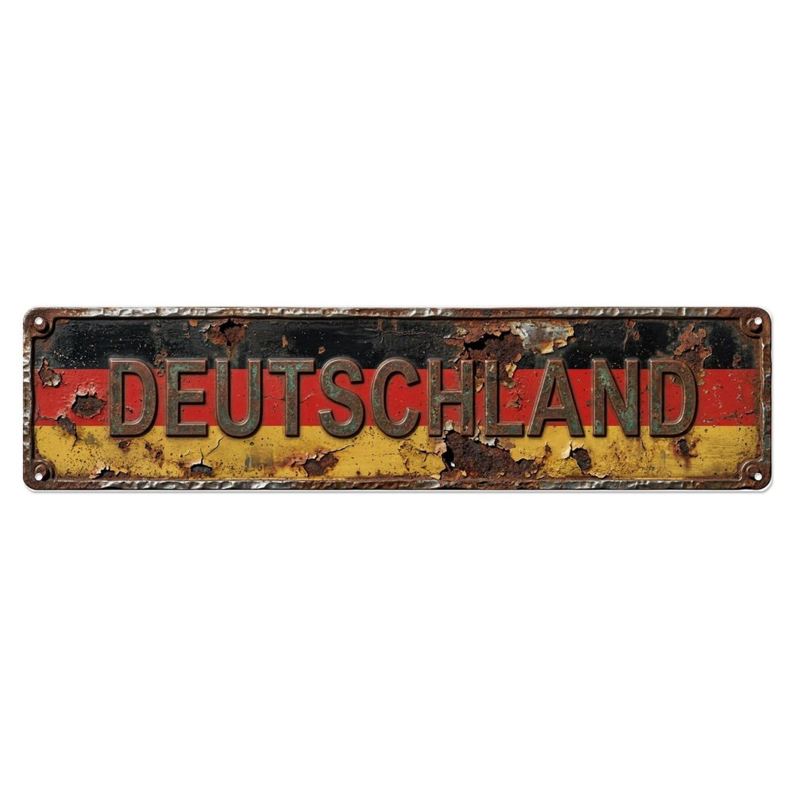 Germany Flag Textured Display Metal Tin Skinny Sign Plaque Wall Decor for Cafe, Club Bar, Office, Home Garden Metal Poster 4x16Inch