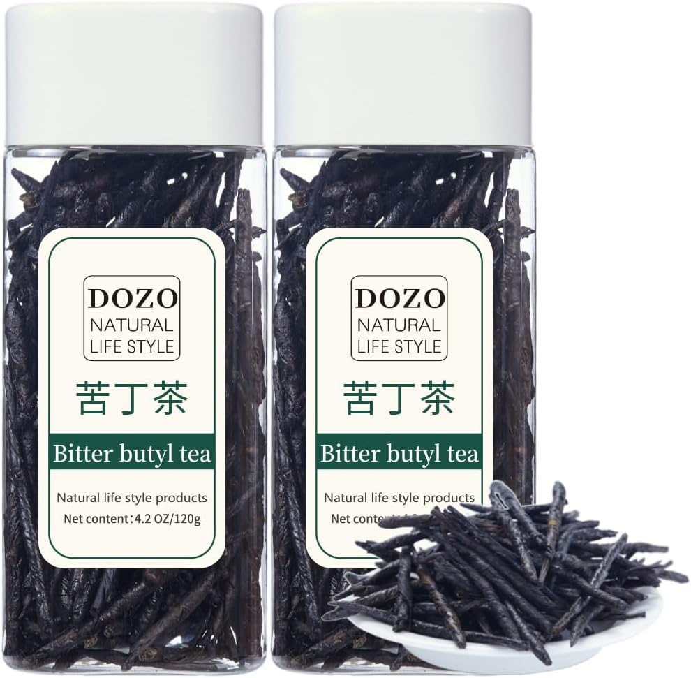 DOZO Needle Kuding Tea Ku Ding Bitter Green Tea 240g /8.46oz 100% Natural Wild Kuding Cha Herbal Tea Large Leaf Caffeine Free, No Additives 苦丁茶 大叶苦丁