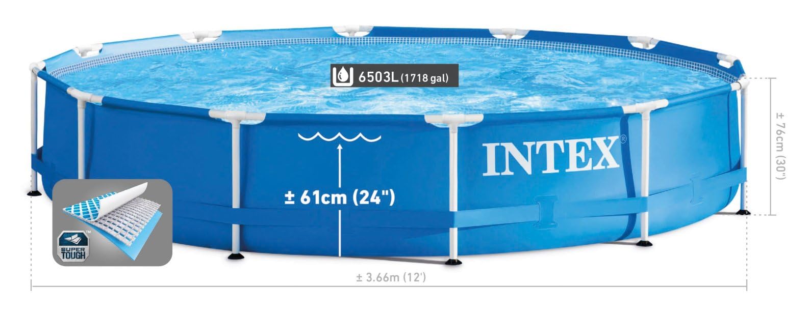 Intex 28210NP 366 x 76 cm Frame Pool Schwimmbecken Schwimmbecken Schwimmbad Metallrahmen blau