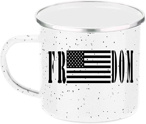 Rogue River Tactical Taza de café esmaltada con bandera de la libertad de los Estados Unidos, regalo para veterano militar o patriótico americano