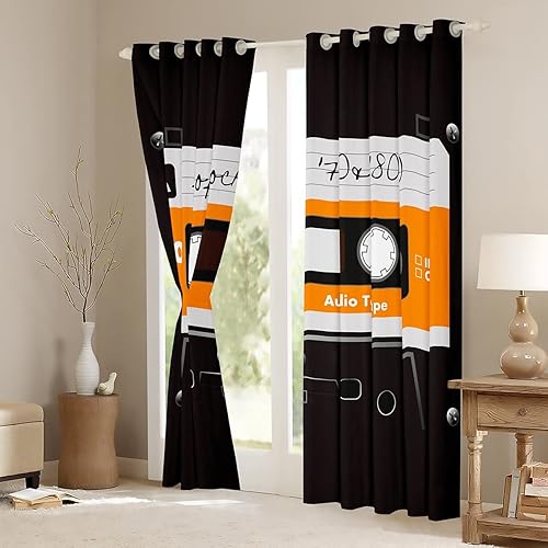 Miniatura 4 de Erosebridal Cortinas de fiesta de los años 80 de 84 pulgadas de ancho x 84 pulgadas de largo, cortinas opacas con casete de audio, cortinas opacas