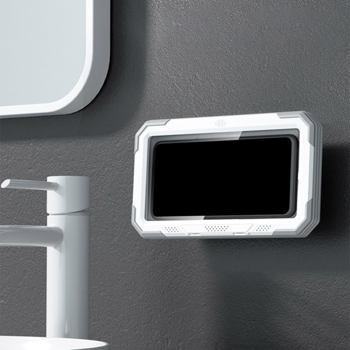 BESTonZON Waterproof Wall-Mounted Shower Phone Case with Hook for Mobile Phones, Abs and Pmma Material, 60-Degree Opening Design, for Bathroom and Toilet Use image 5