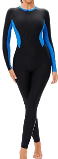 SEAUR Damen Ganzkörper-Badeanzug Einteiliger Reißverschluss Front Rash Guard Badebekleidung UPF 50+ Langärmeliger Tauchbadeanzug zum Schnorcheln - Amazon product rated Grade A