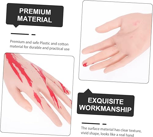 Miniatura 6 de NOLITOY Recuerdos de fiesta para adultos, 1 par de prótesis de mano protésica de Halloween, manos espeluznantes, accesorios de Halloween para casa