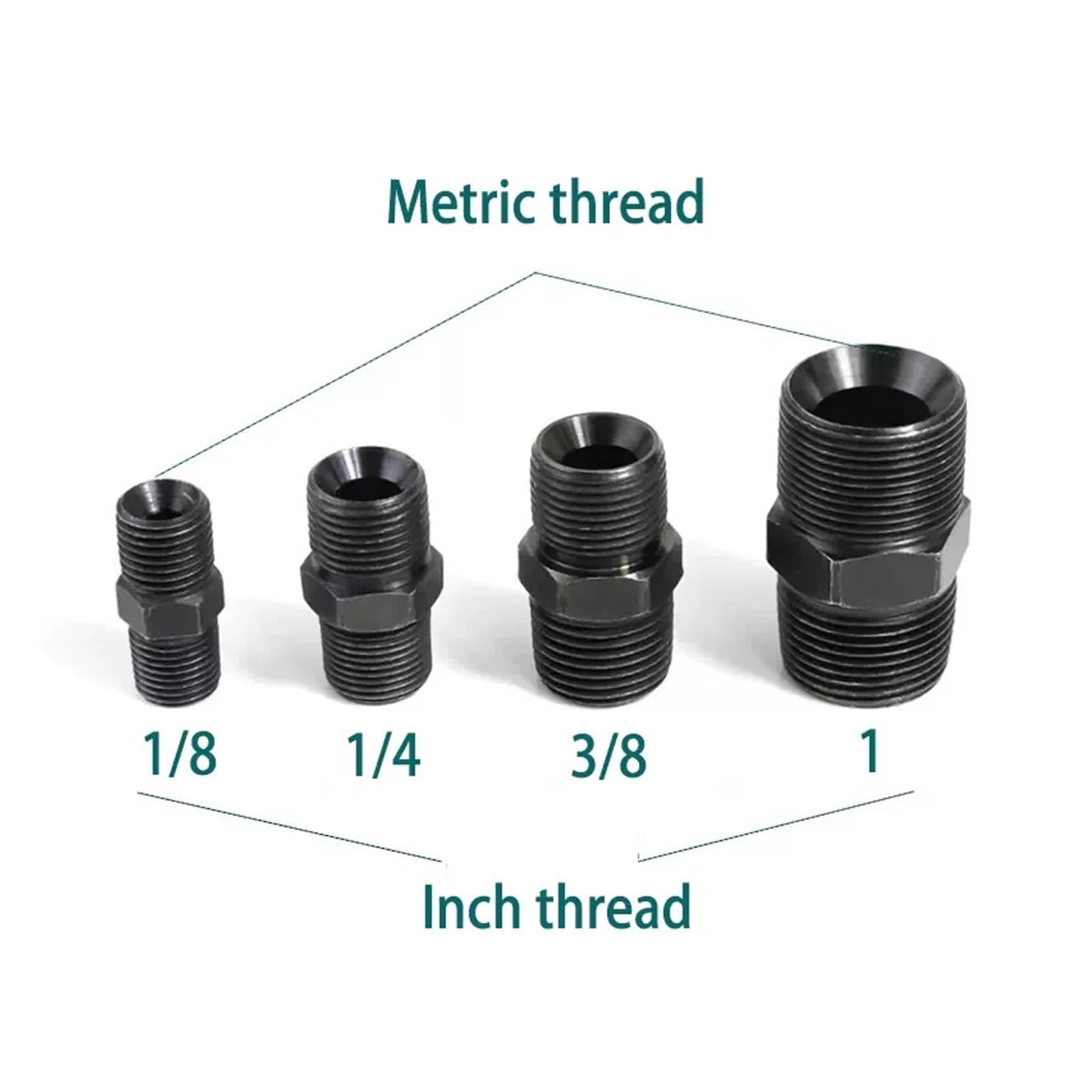 Adaptador hidráulico métrico a pulgada 1/8-3/4
