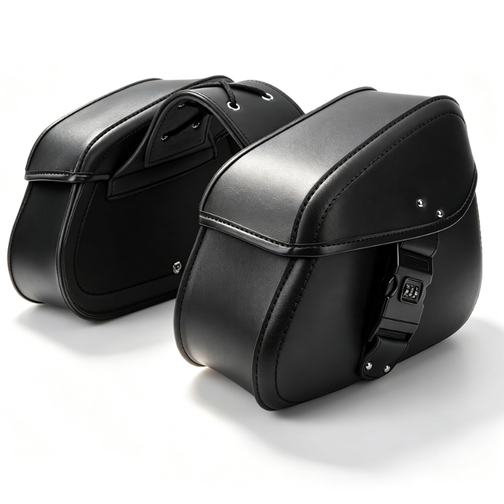 LICAEVEY Borse da Sella per Moto in Pelle PU Antipioggia, Borse Laterali da 16 Litri con Serratura, Misura Universale per Cruiser V Star 250 Shadow Aero Nightster Special