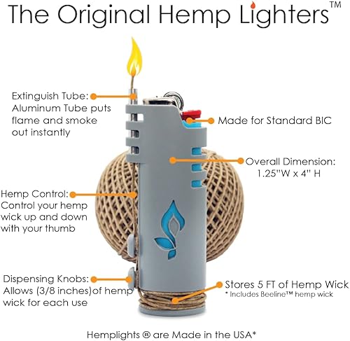 Miniatura 2 de Mechero de cáñamo (verde) + mecha de cáñamo Beeline de 5 pies